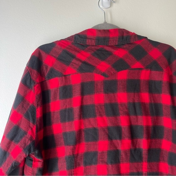 JACHS Girlfriend Sherpa Lined Buffalo Plaid Flannel Shirt Jacket Size Large - Picture 11 of 12
